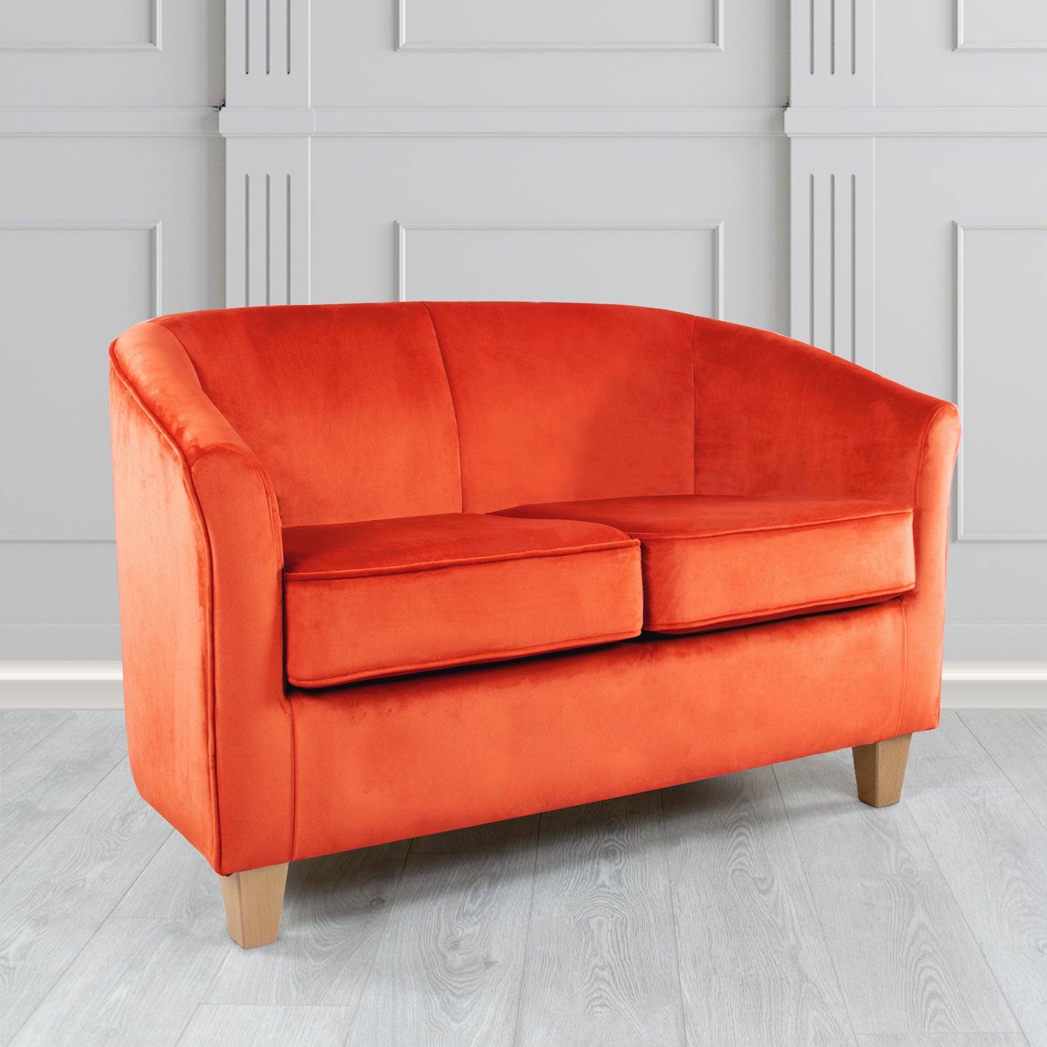Devon 2 Seater Tub Sofa in Cristina Marrone Passione Velvet Fabric