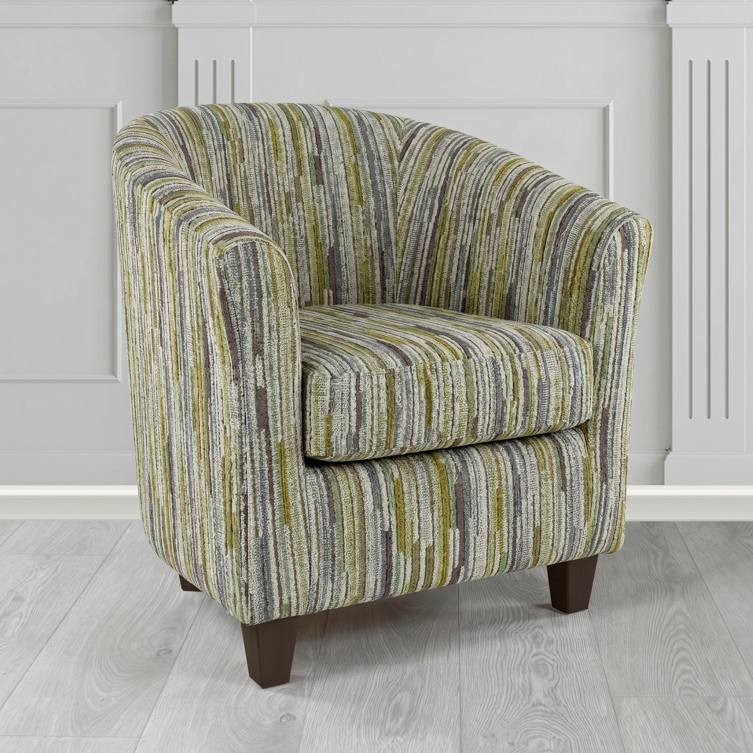 Devon Tub Chair in Cristina Marrone Extravaganza Stripe Fabric
