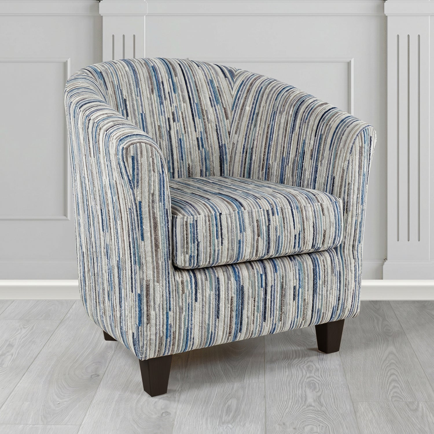 Devon Tub Chair in Cristina Marrone Extravaganza Stripe Fabric
