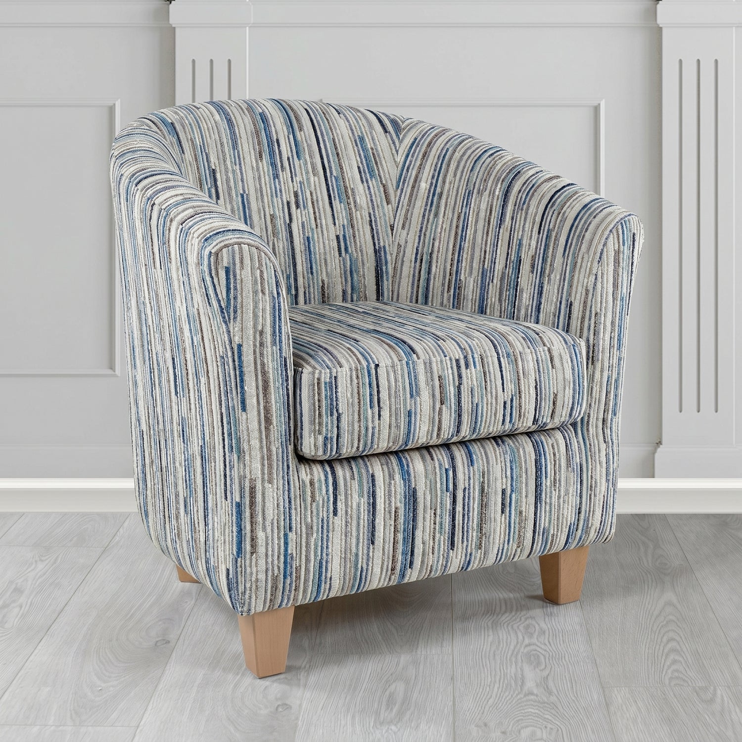 Devon Tub Chair in Cristina Marrone Extravaganza Stripe Fabric