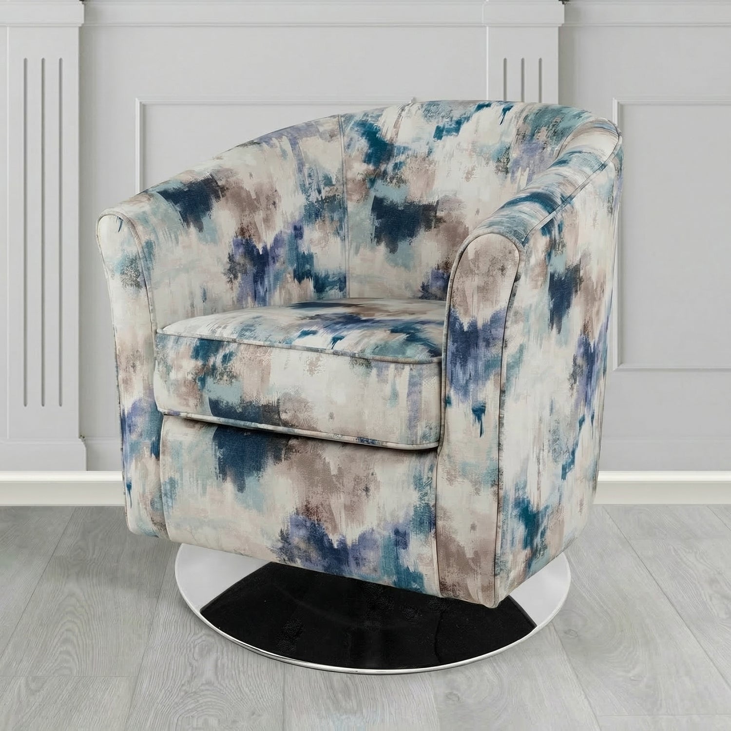Devon Swivel Tub Chair in Fryett's Kala Abstract Fabric