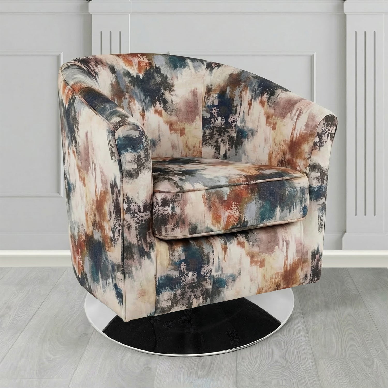 Devon Swivel Tub Chair in Fryett's Kala Abstract Fabric