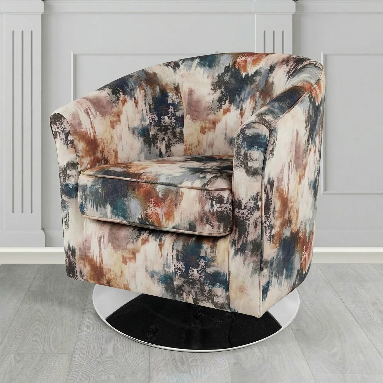 Devon Swivel Tub Chair in Fryett's Kala Abstract Fabric