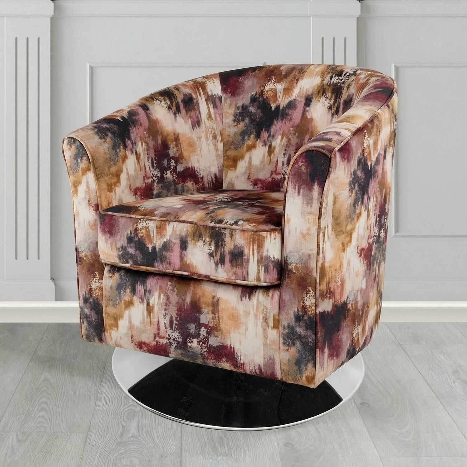 Devon Swivel Tub Chair in Fryett's Kala Abstract Fabric