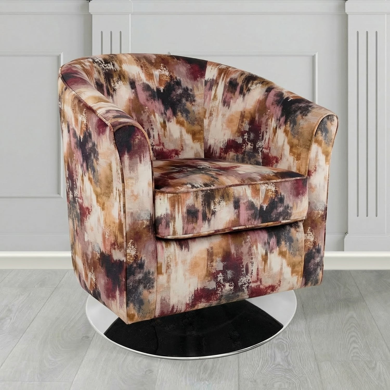 Devon Swivel Tub Chair in Fryett's Kala Abstract Fabric