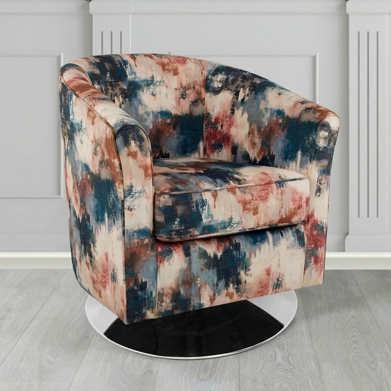 Devon Swivel Tub Chair in Fryett's Kala Abstract Fabric