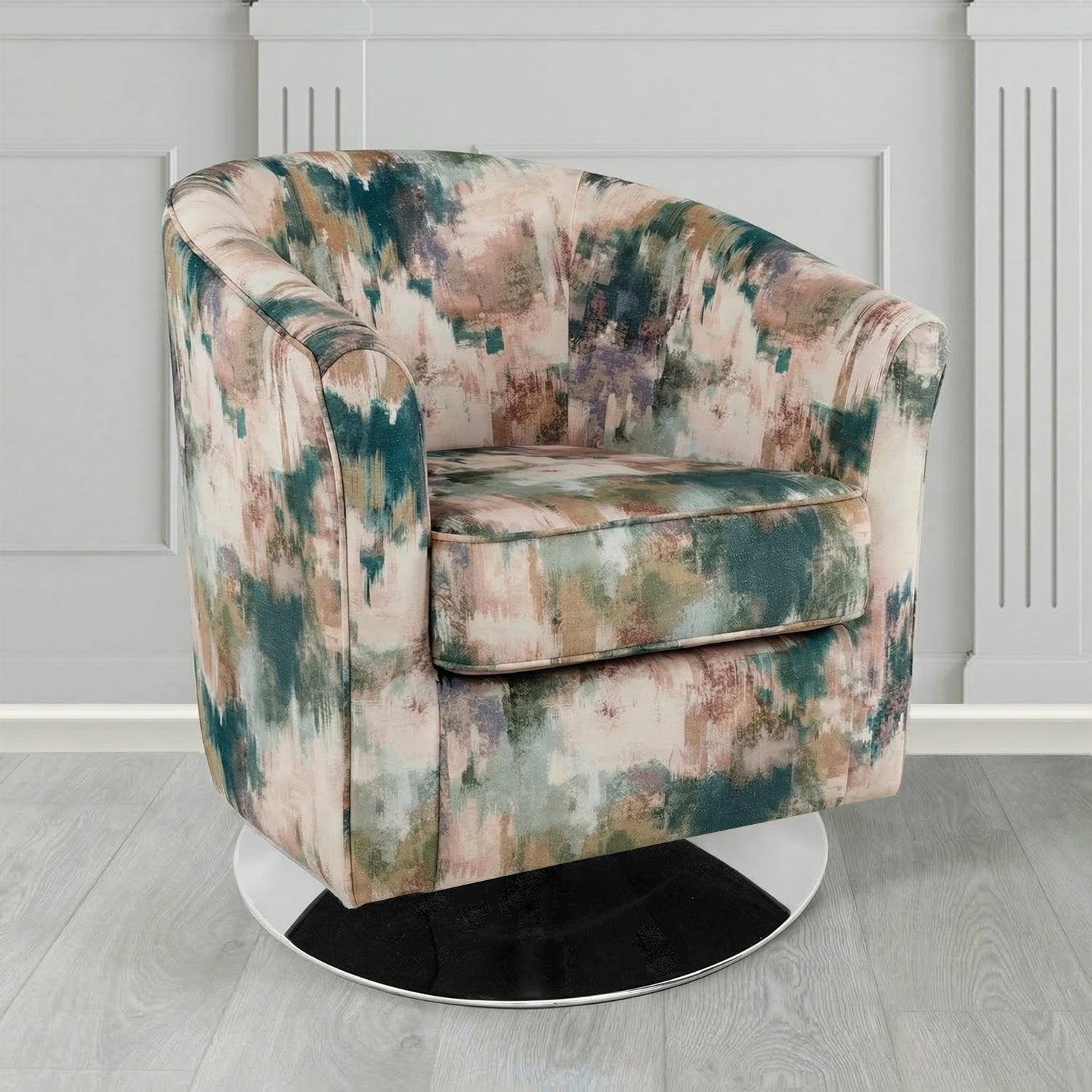 Devon Swivel Tub Chair in Fryett's Kala Abstract Fabric
