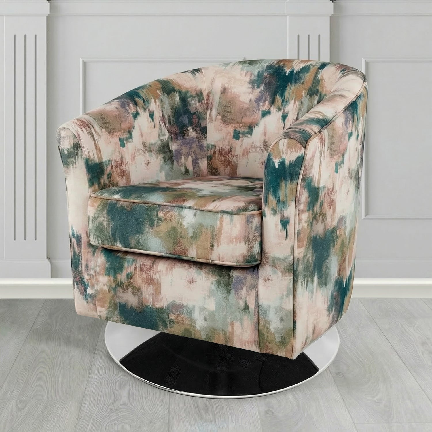 Devon Swivel Tub Chair in Fryett's Kala Abstract Fabric