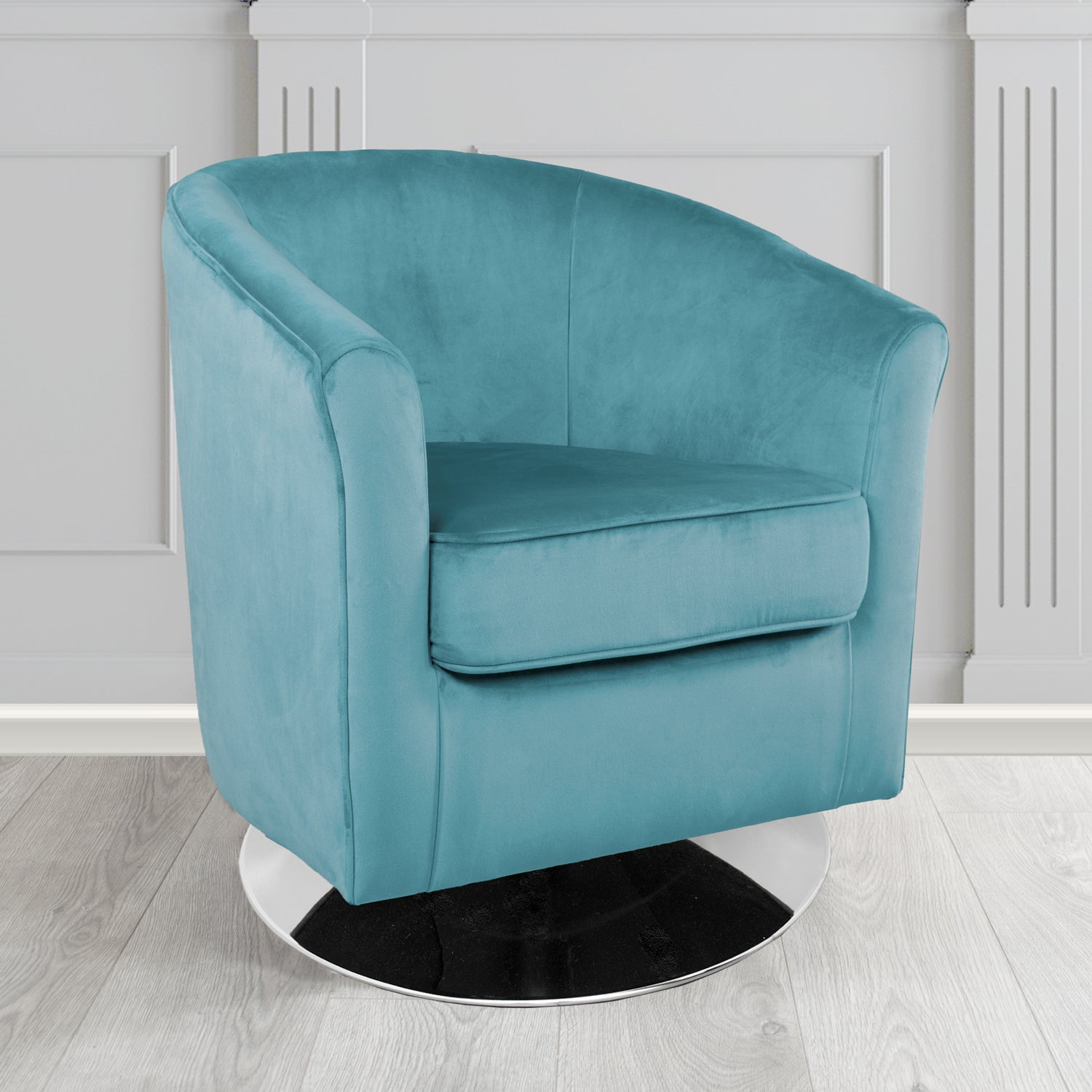 Devon Swivel Tub Chair in Monaco Velvet Fabric