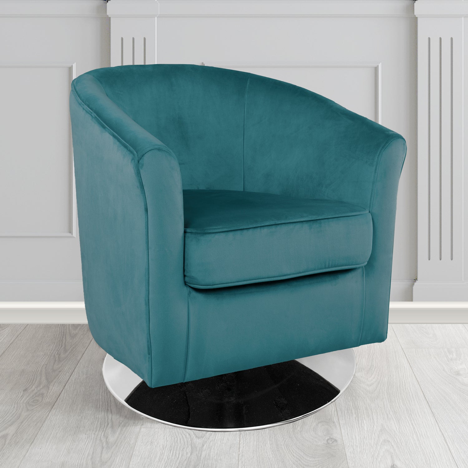 Devon Swivel Tub Chair in Monaco Velvet Fabric