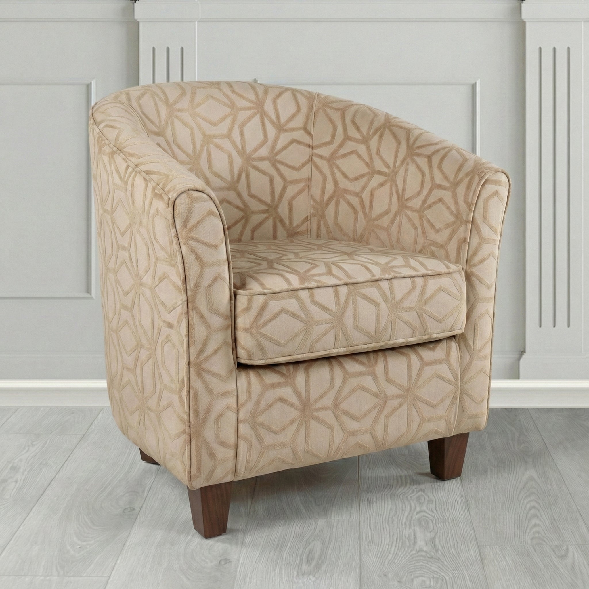 Devon Tub Chair in Panaz Fabrics Lexington Corinthia Geometric Crib 5 Velvet Fabric