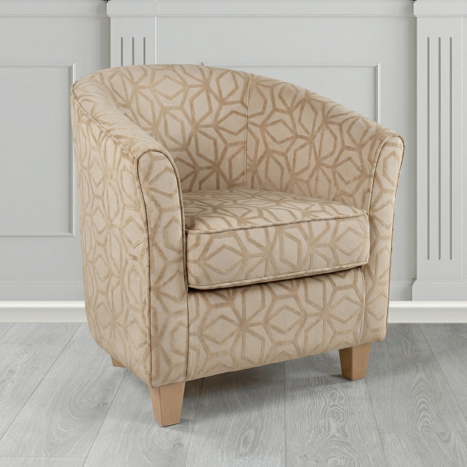 Devon Tub Chair in Panaz Fabrics Lexington Corinthia Geometric Crib 5 Velvet Fabric