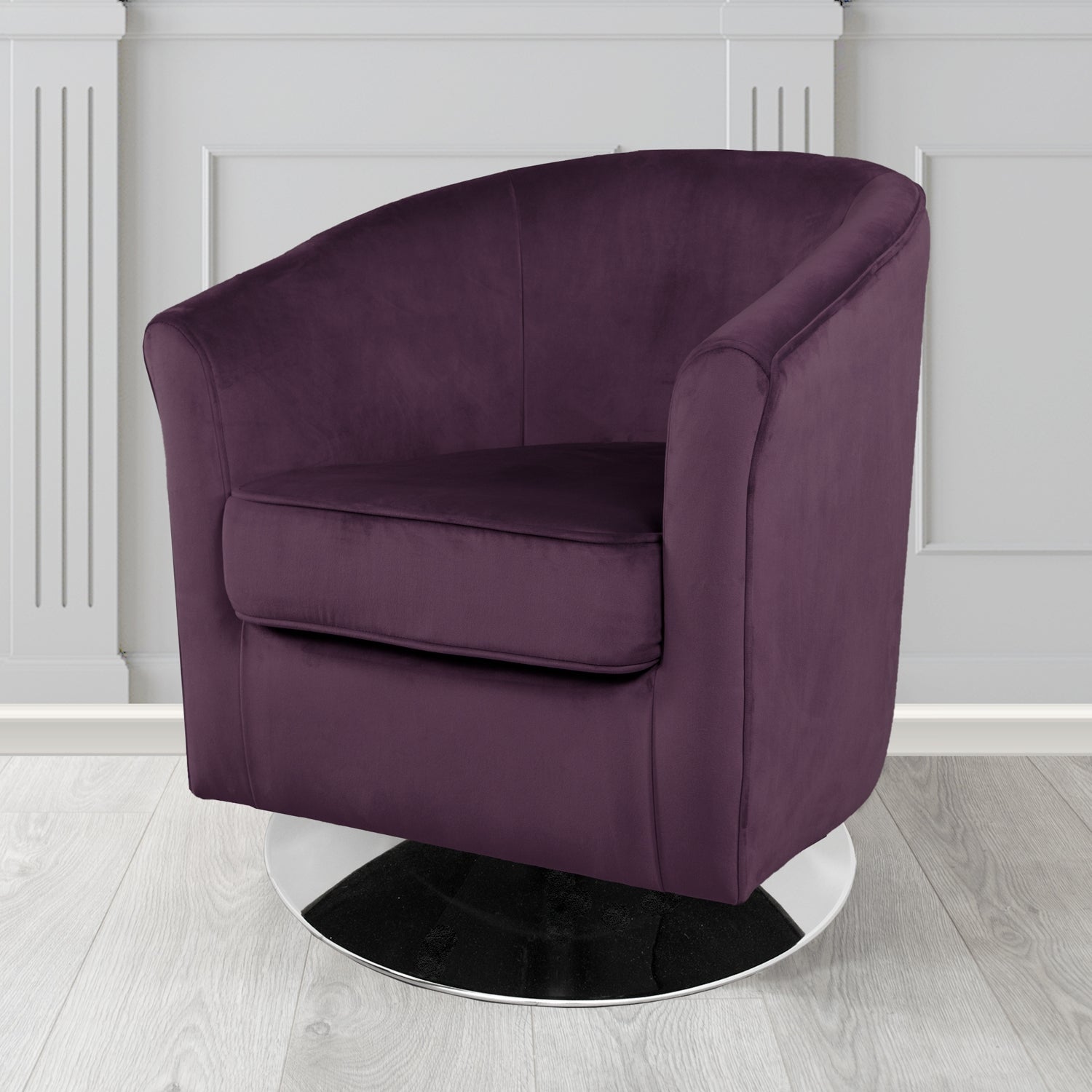 Devon Swivel Tub Chair in Cristina Marrone Passione Velvet Fabric