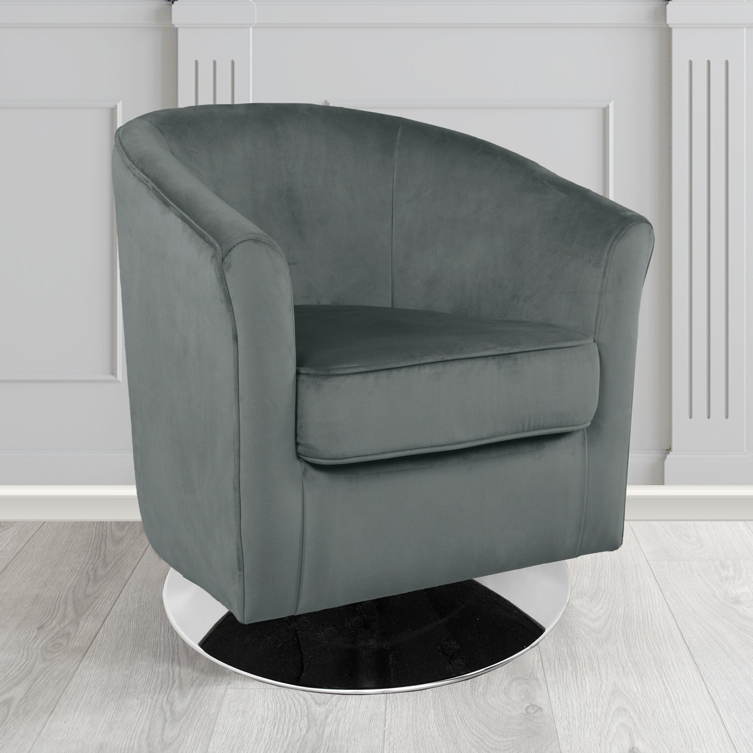 Devon Swivel Tub Chair in Passione Velvet Fabric