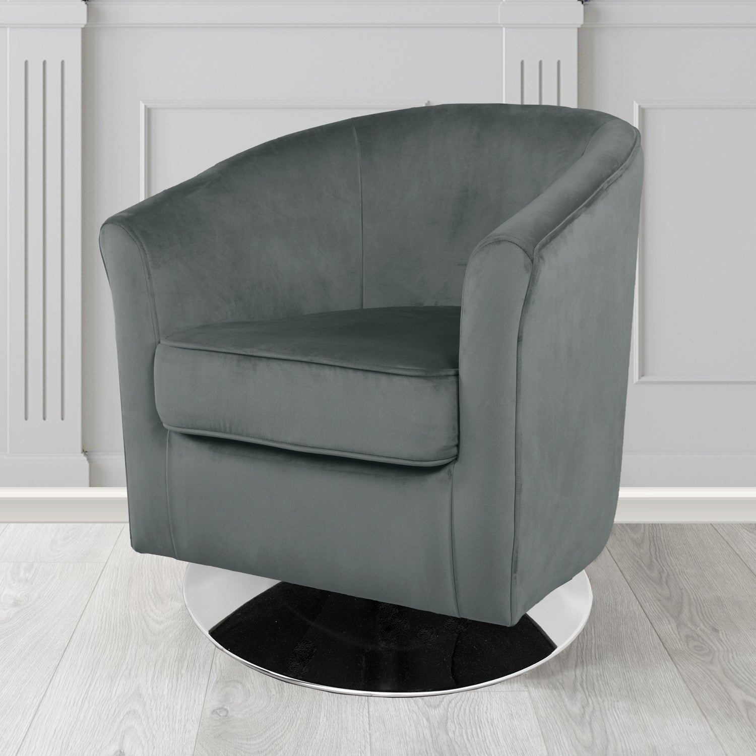 Devon Swivel Tub Chair in Passione Velvet Fabric