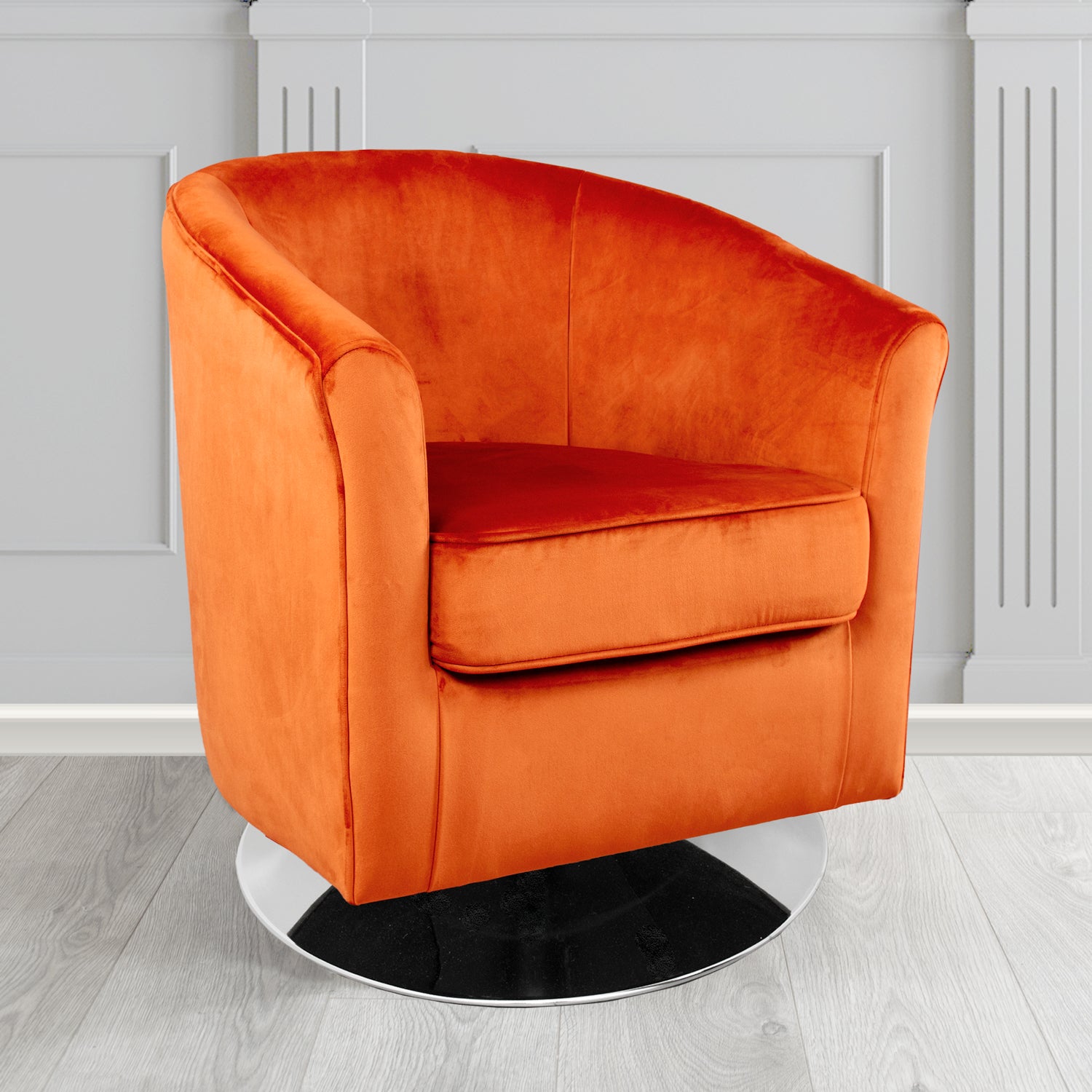 Devon Swivel Tub Chair in Passione Velvet Fabric