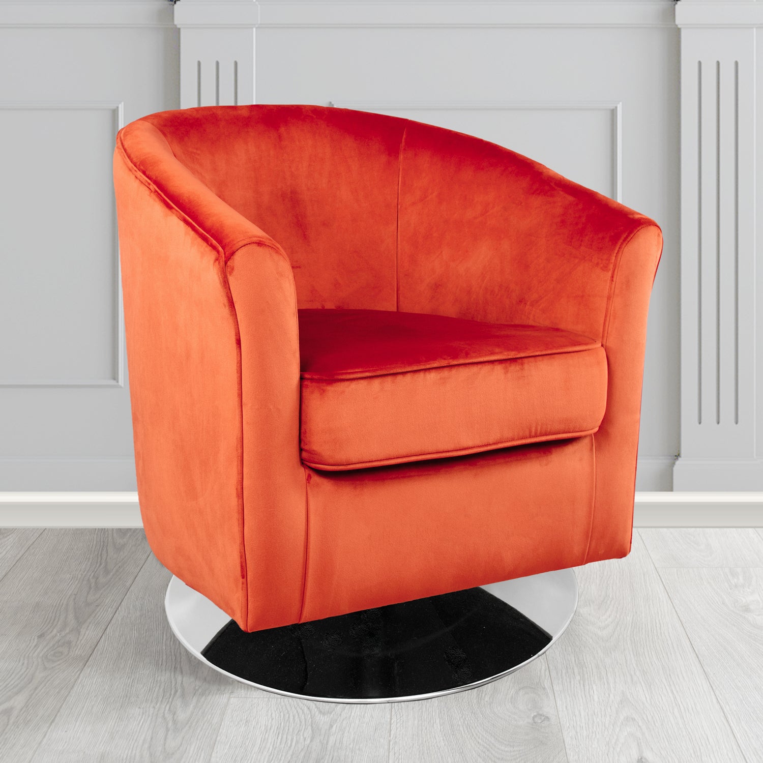 Devon Swivel Tub Chair in Passione Velvet Fabric