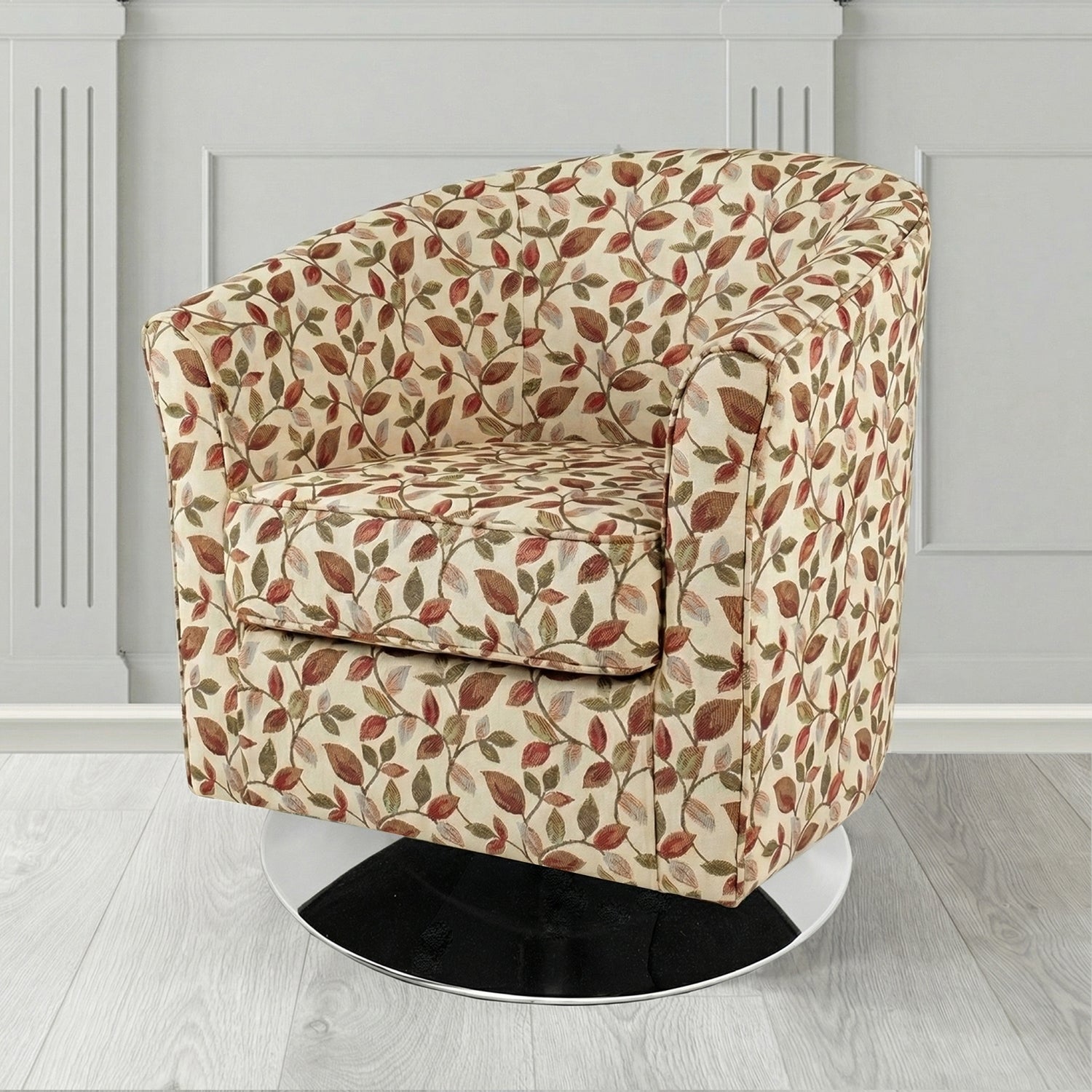 Devon Swivel Tub Chair in Porter and Stone Vercelli Floral Fabric