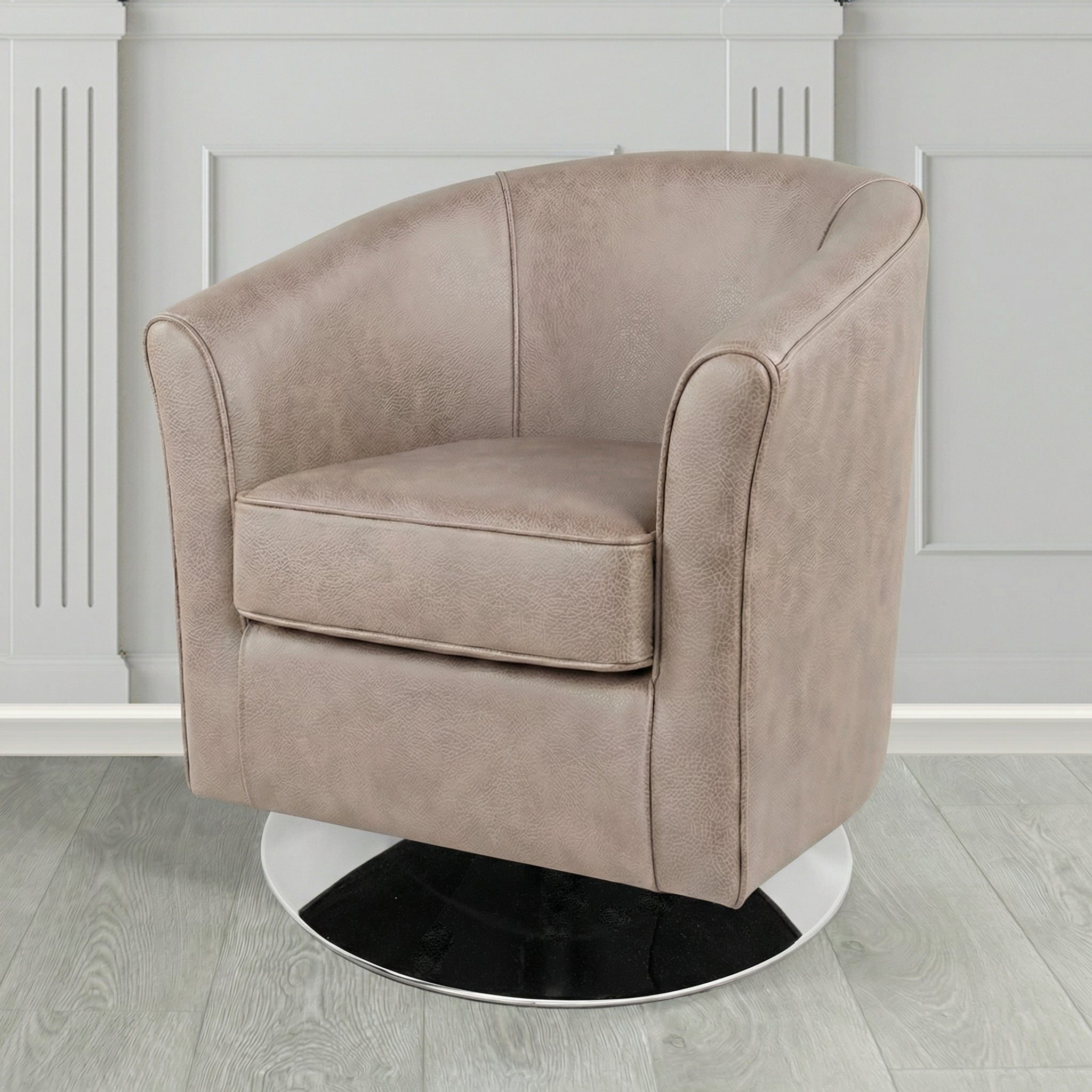 Devon Swivel Tub Chair in Crest Leather Saloon Semi-Aniline Crib 5 Genuine Leather