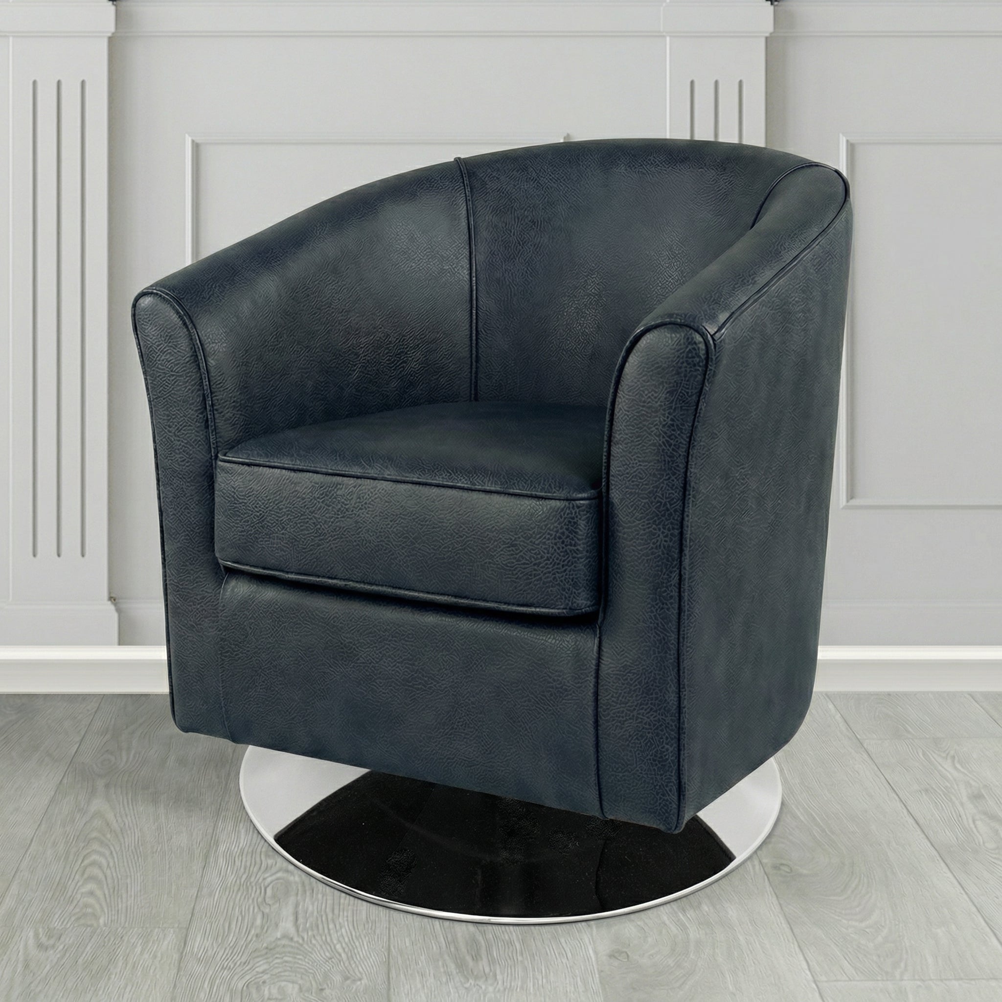 Devon Swivel Tub Chair in Crest Leather Saloon Semi-Aniline Crib 5 Genuine Leather