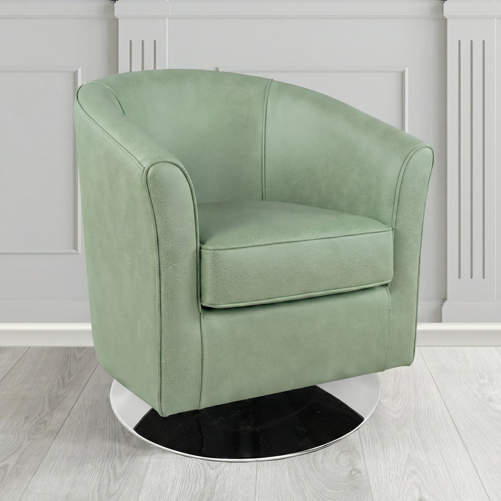 Devon Swivel Tub Chair in Crest Leather Saloon Semi-Aniline Crib 5 Genuine Leather