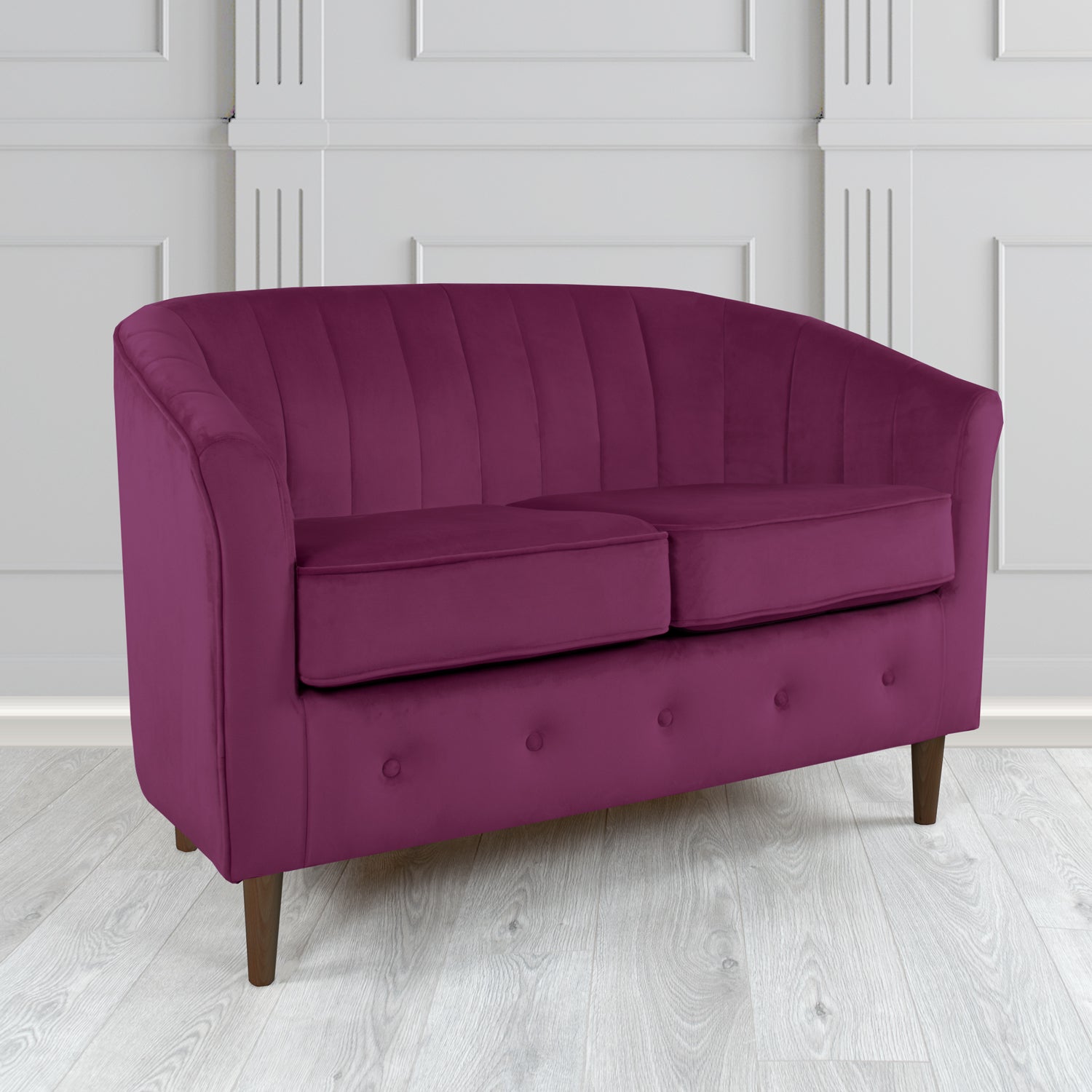 Doha 2 Seater Tub Sofa in Tubz Monaco Plain Velvet Fabric
