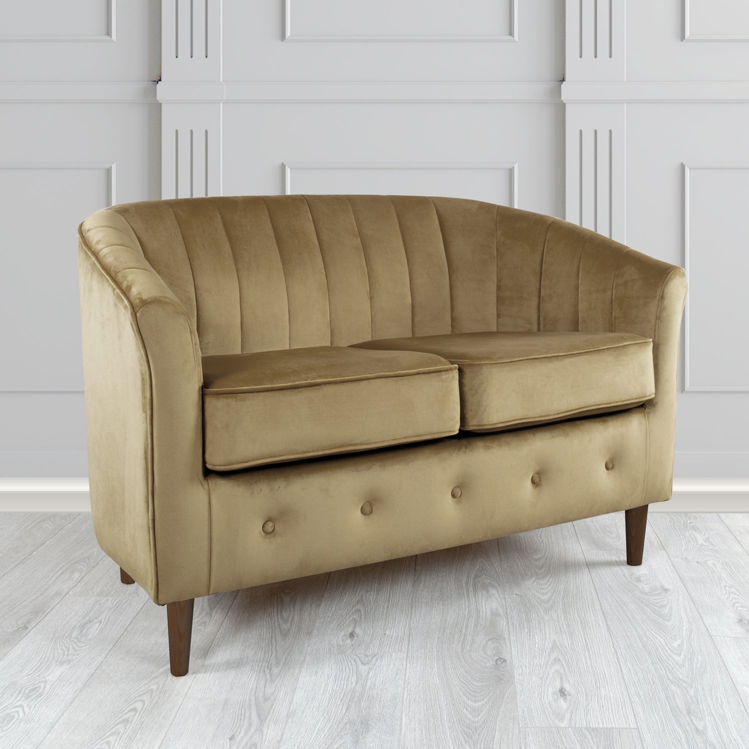 Doha 2 Seater Tub Sofa in Tubz Monaco Plain Velvet Fabric