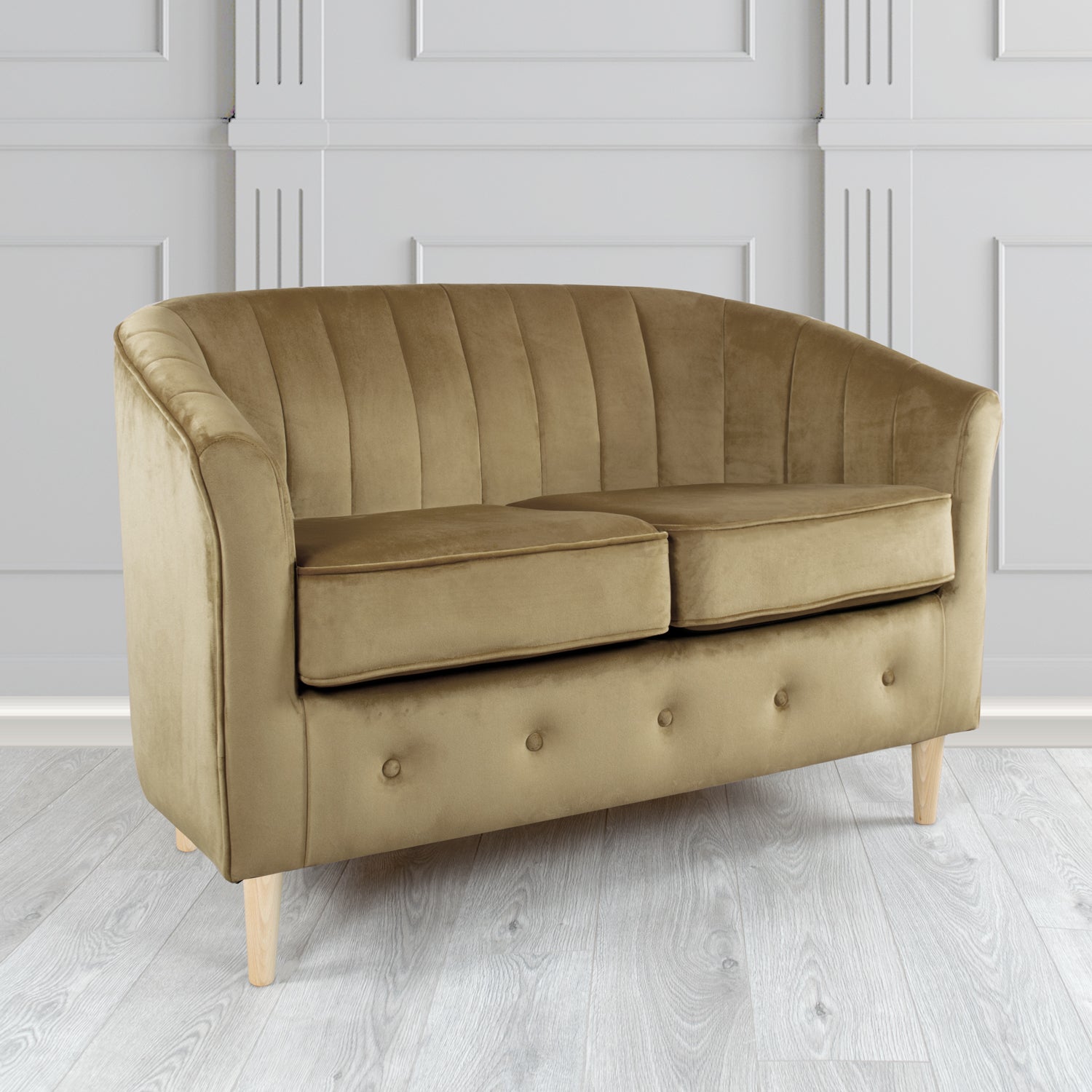 Doha 2 Seater Tub Sofa in Tubz Monaco Plain Velvet Fabric