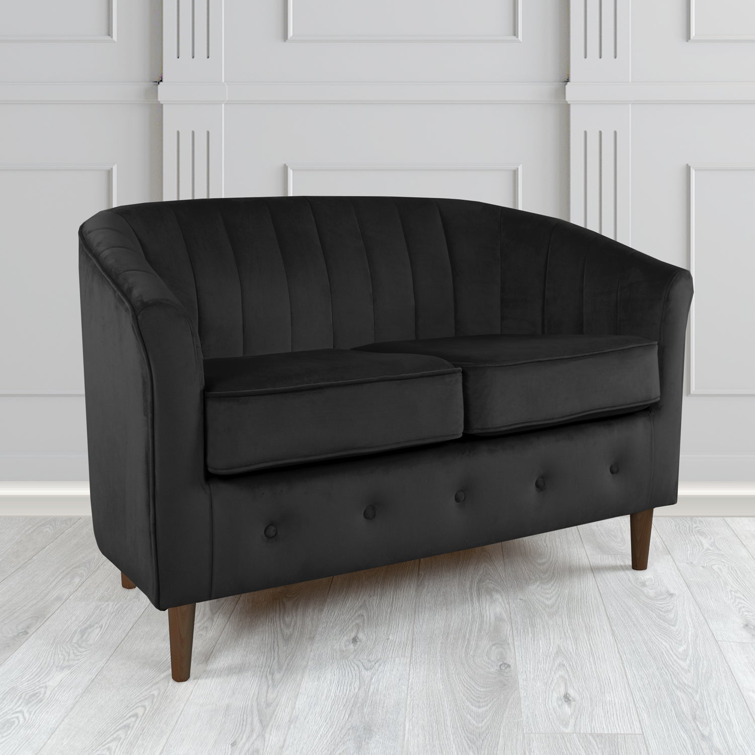 Doha 2 Seater Tub Sofa in Tubz Monaco Plain Velvet Fabric
