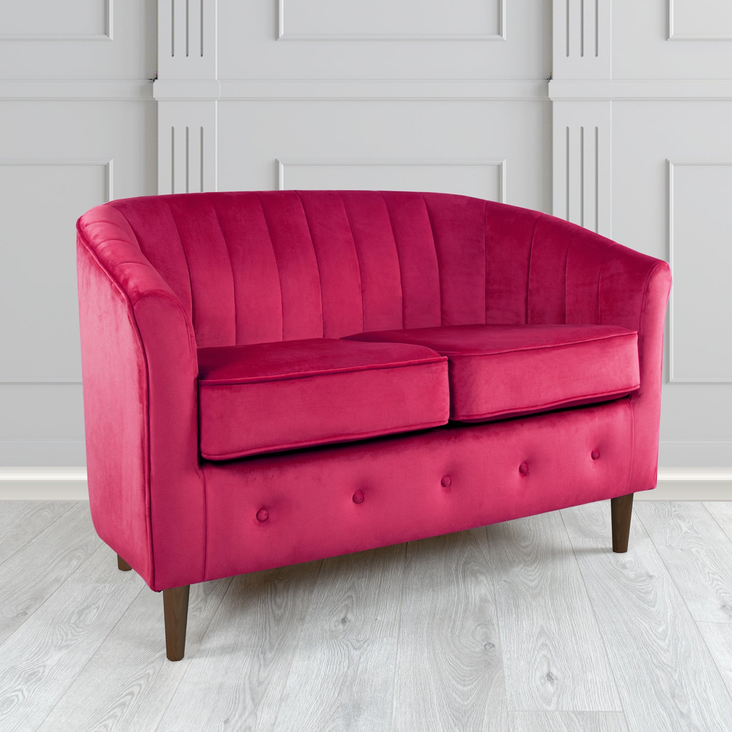 Doha 2 Seater Tub Sofa in Tubz Monaco Plain Velvet Fabric