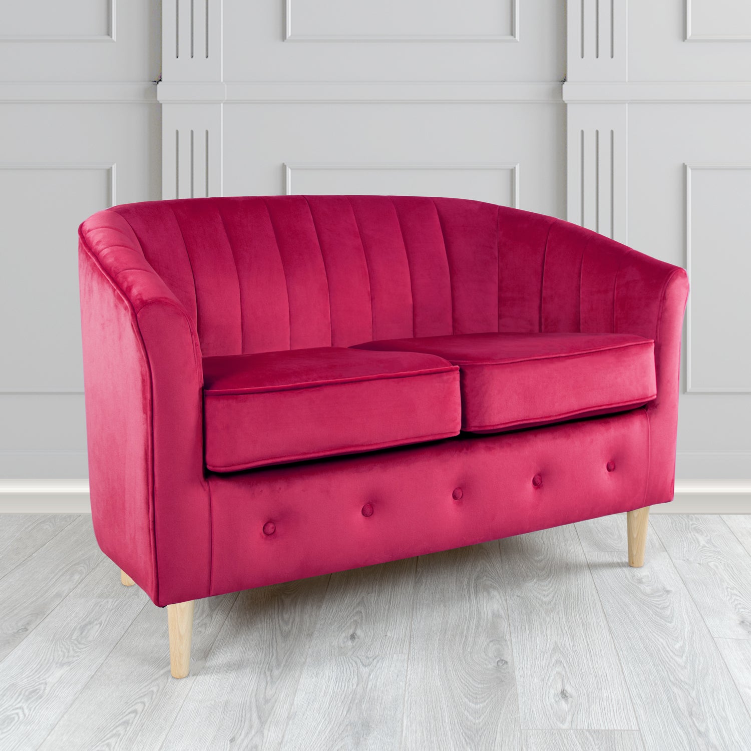 Doha 2 Seater Tub Sofa in Tubz Monaco Plain Velvet Fabric