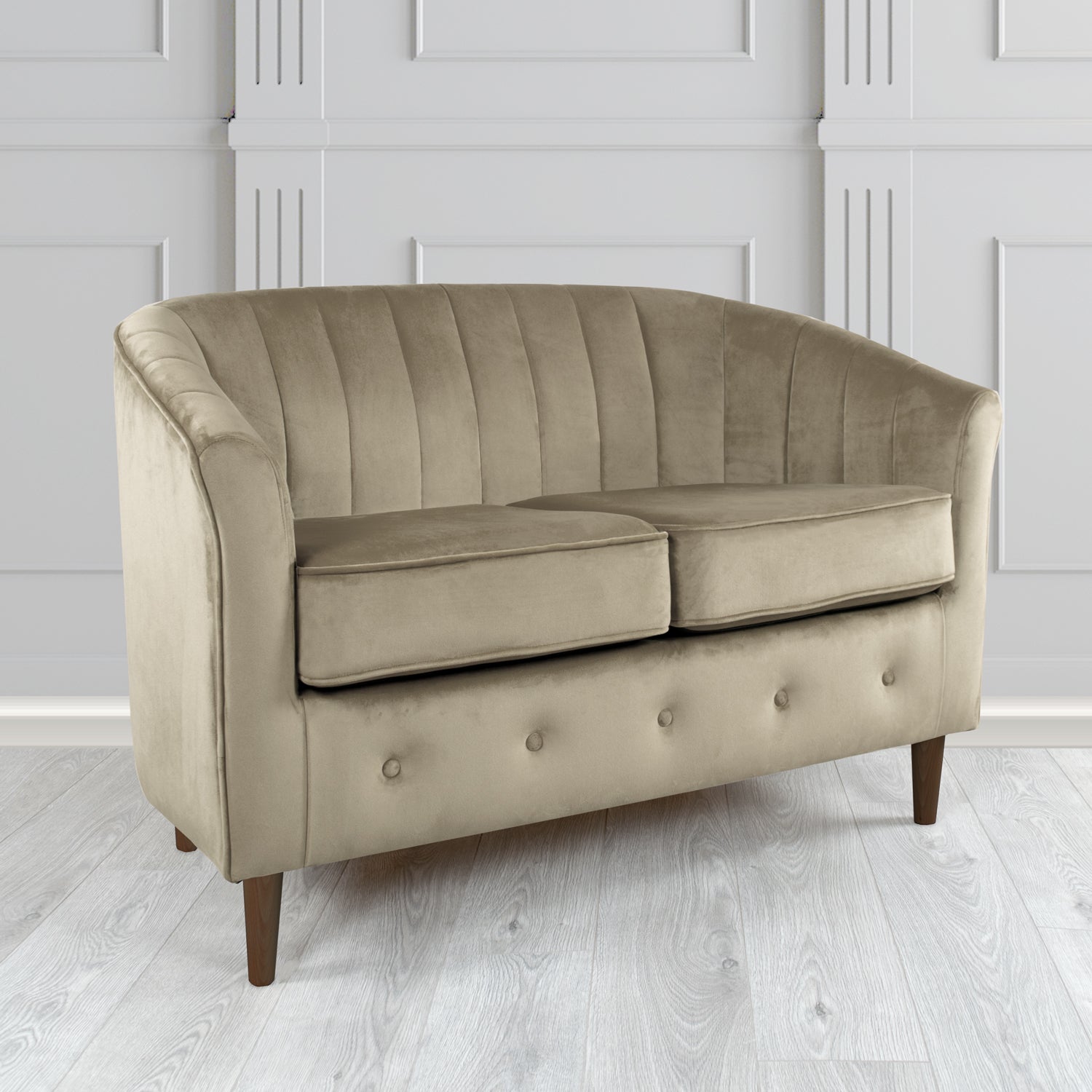 Doha 2 Seater Tub Sofa in Tubz Monaco Plain Velvet Fabric