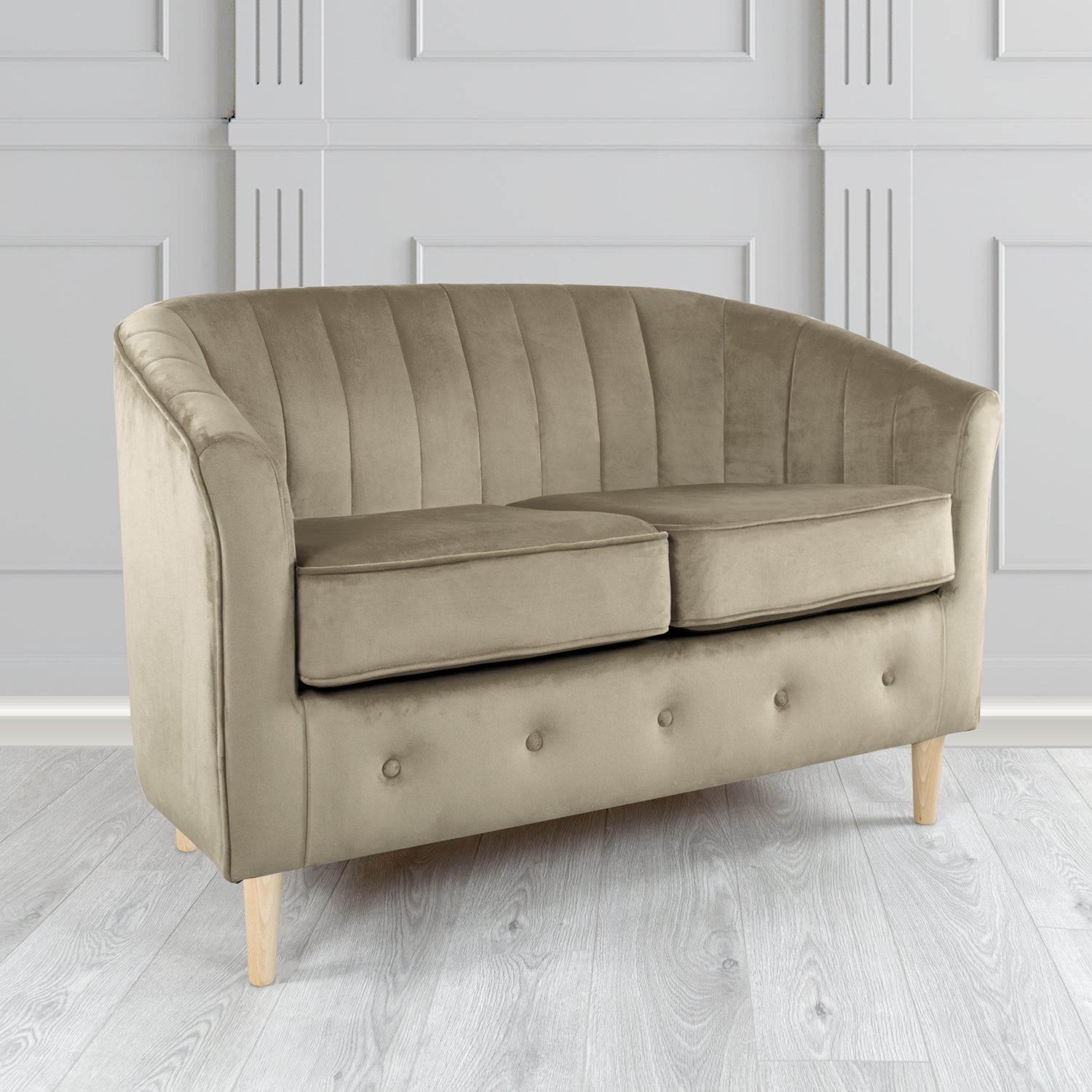 Doha 2 Seater Tub Sofa in Tubz Monaco Plain Velvet Fabric
