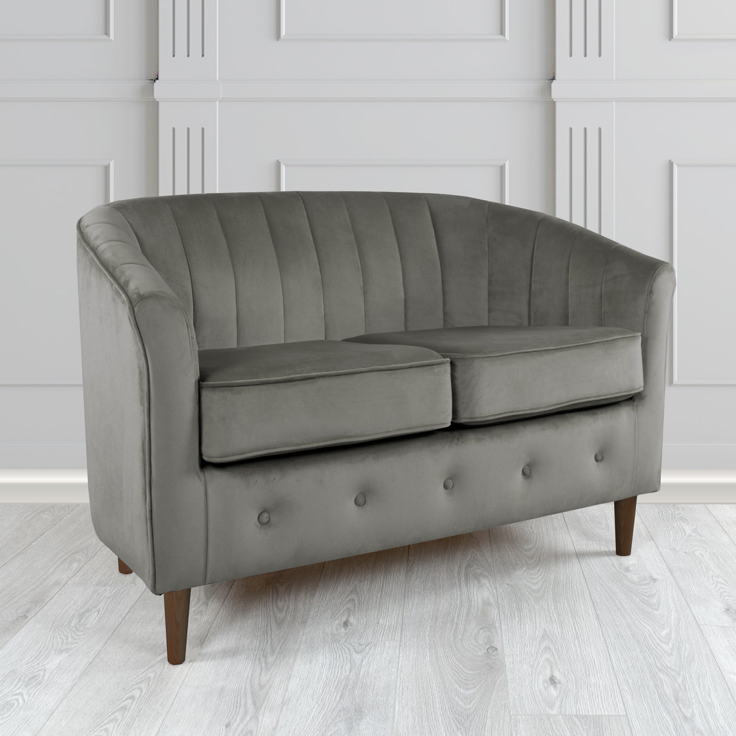 Doha 2 Seater Tub Sofa in Tubz Monaco Plain Velvet Fabric