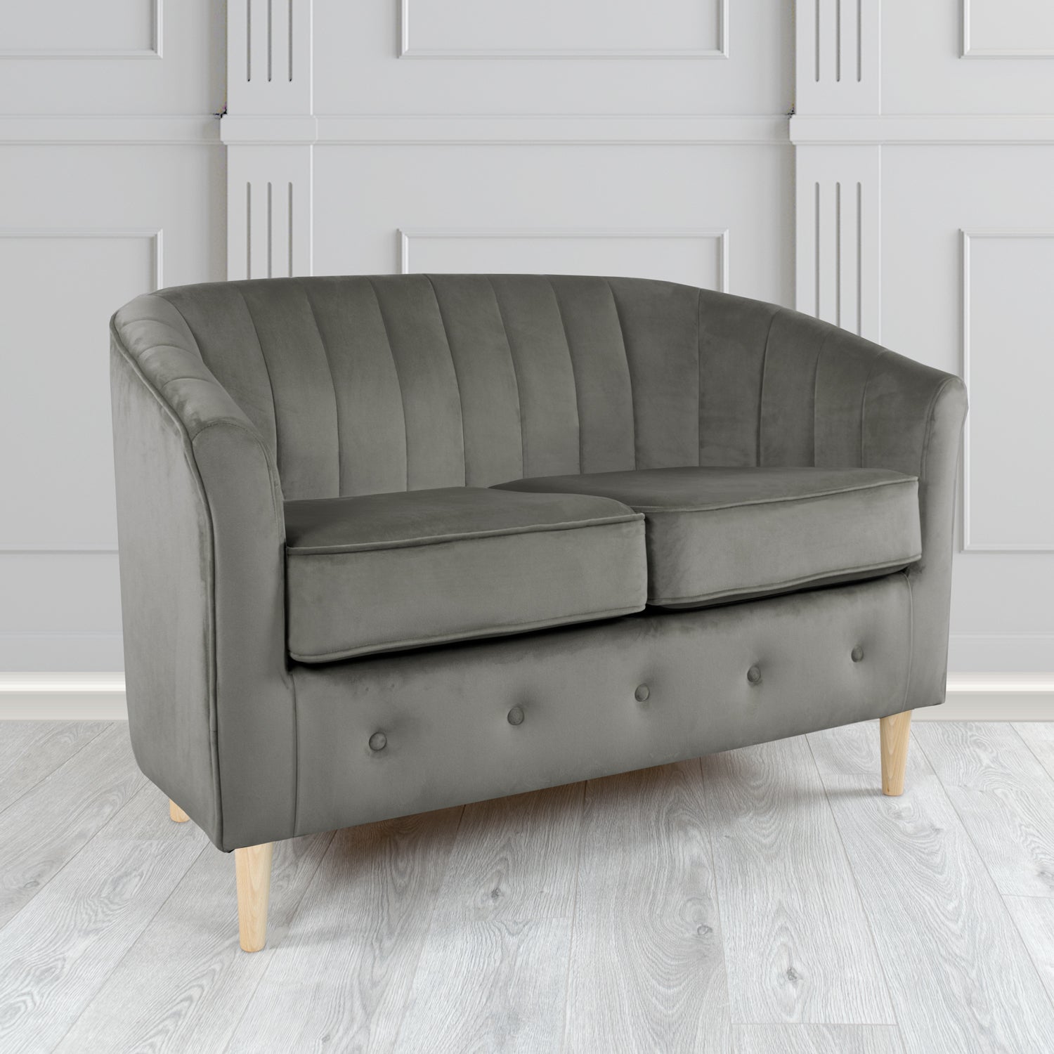 Doha 2 Seater Tub Sofa in Tubz Monaco Plain Velvet Fabric