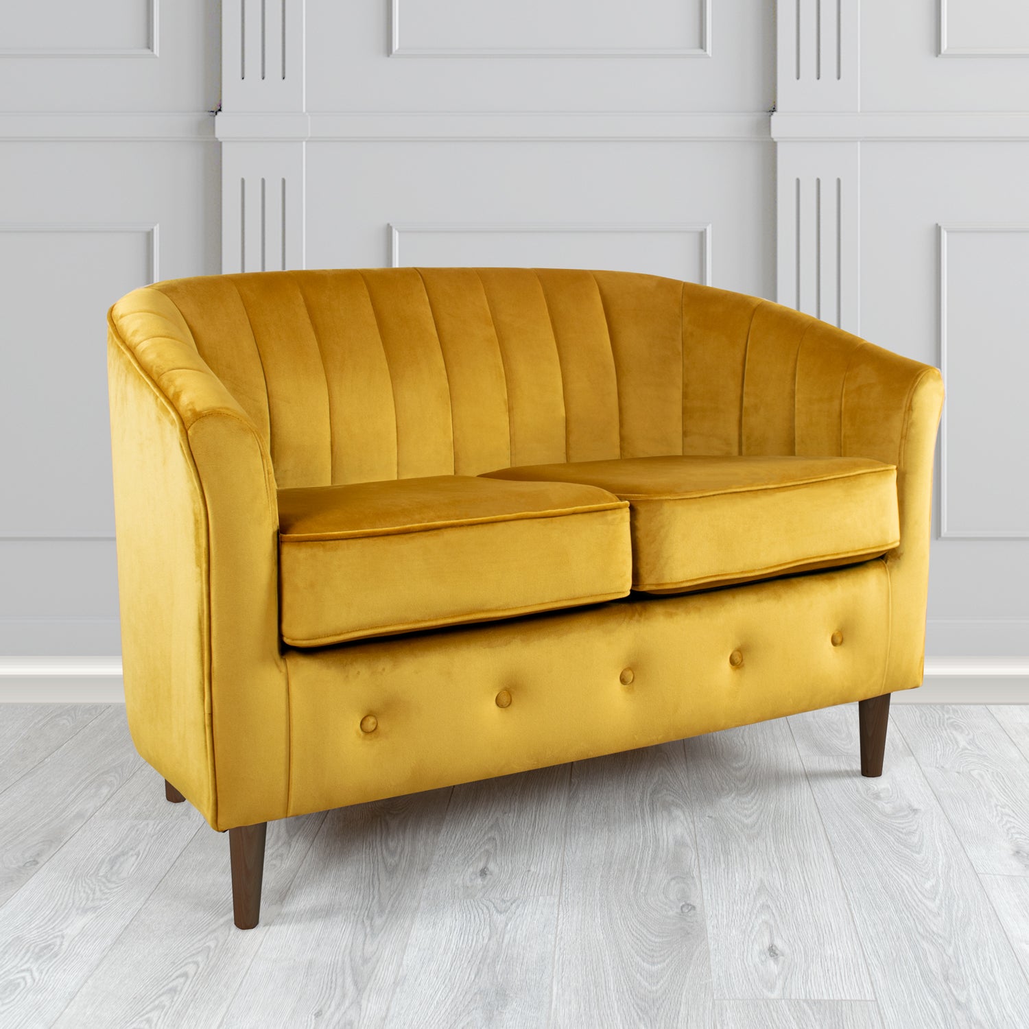Doha 2 Seater Tub Sofa in Tubz Monaco Plain Velvet Fabric