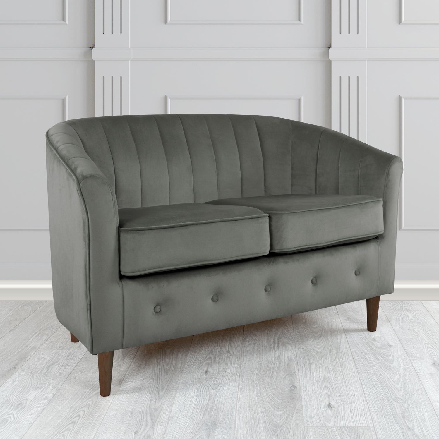 Doha 2 Seater Tub Sofa in Tubz Monaco Plain Velvet Fabric