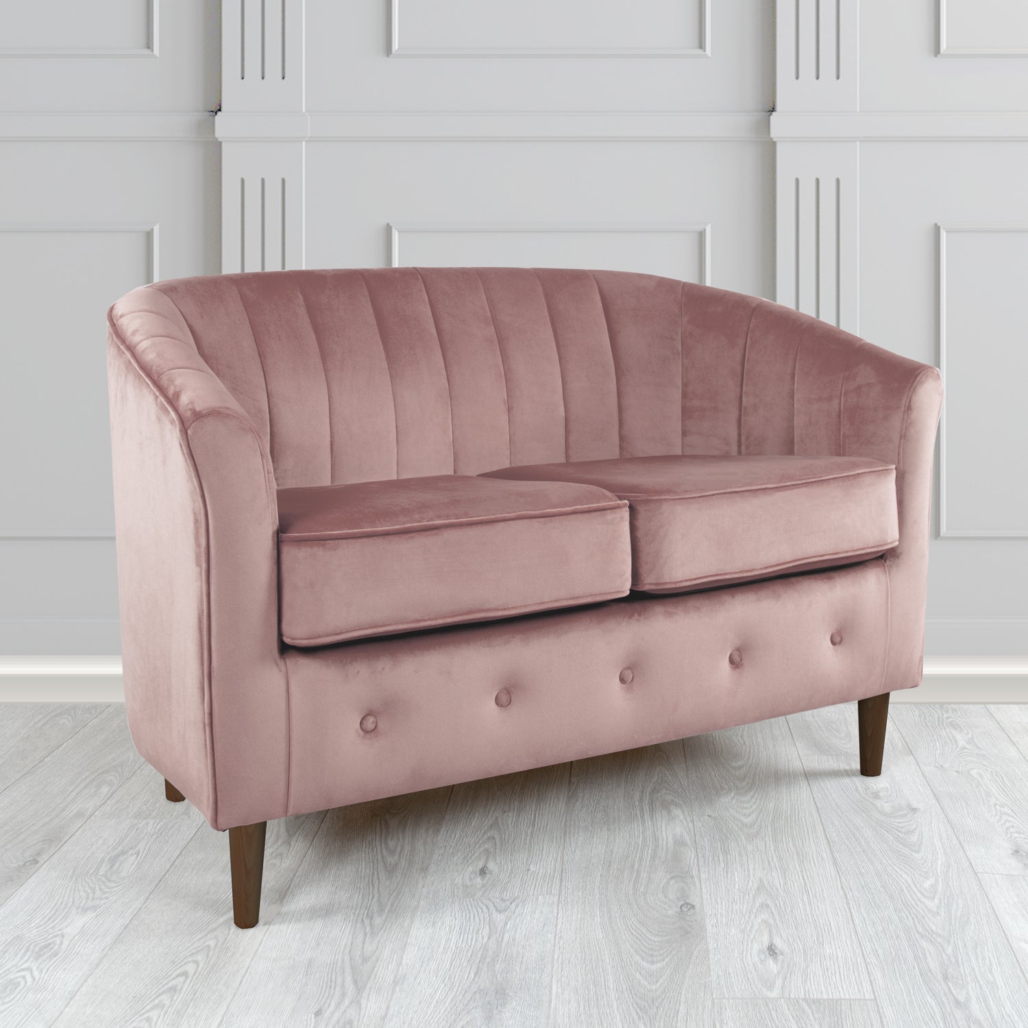 Doha 2 Seater Tub Sofa in Tubz Monaco Plain Velvet Fabric