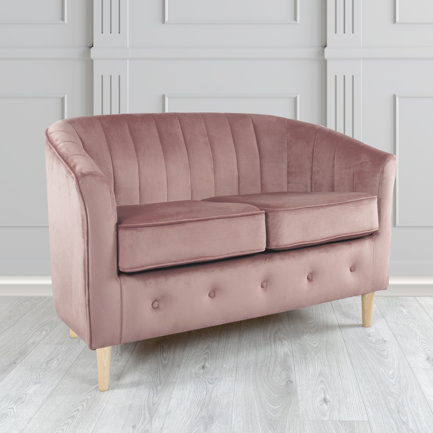 Doha 2 Seater Tub Sofa in Tubz Monaco Plain Velvet Fabric
