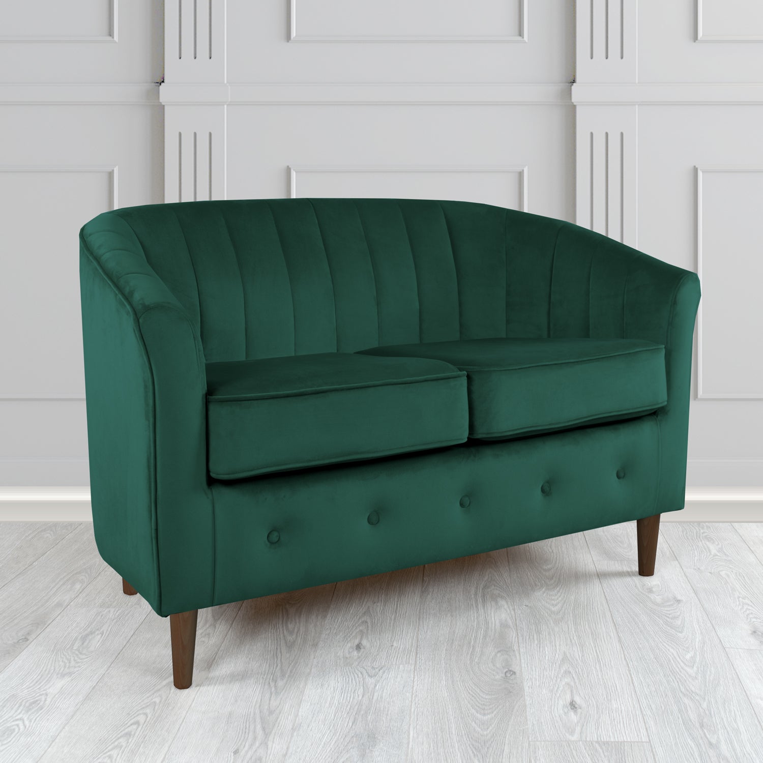 Doha 2 Seater Tub Sofa in Tubz Monaco Plain Velvet Fabric