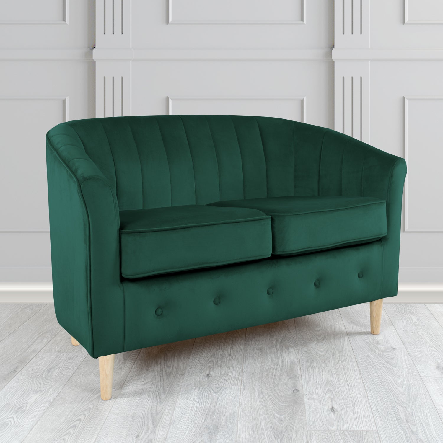 Doha 2 Seater Tub Sofa in Tubz Monaco Plain Velvet Fabric