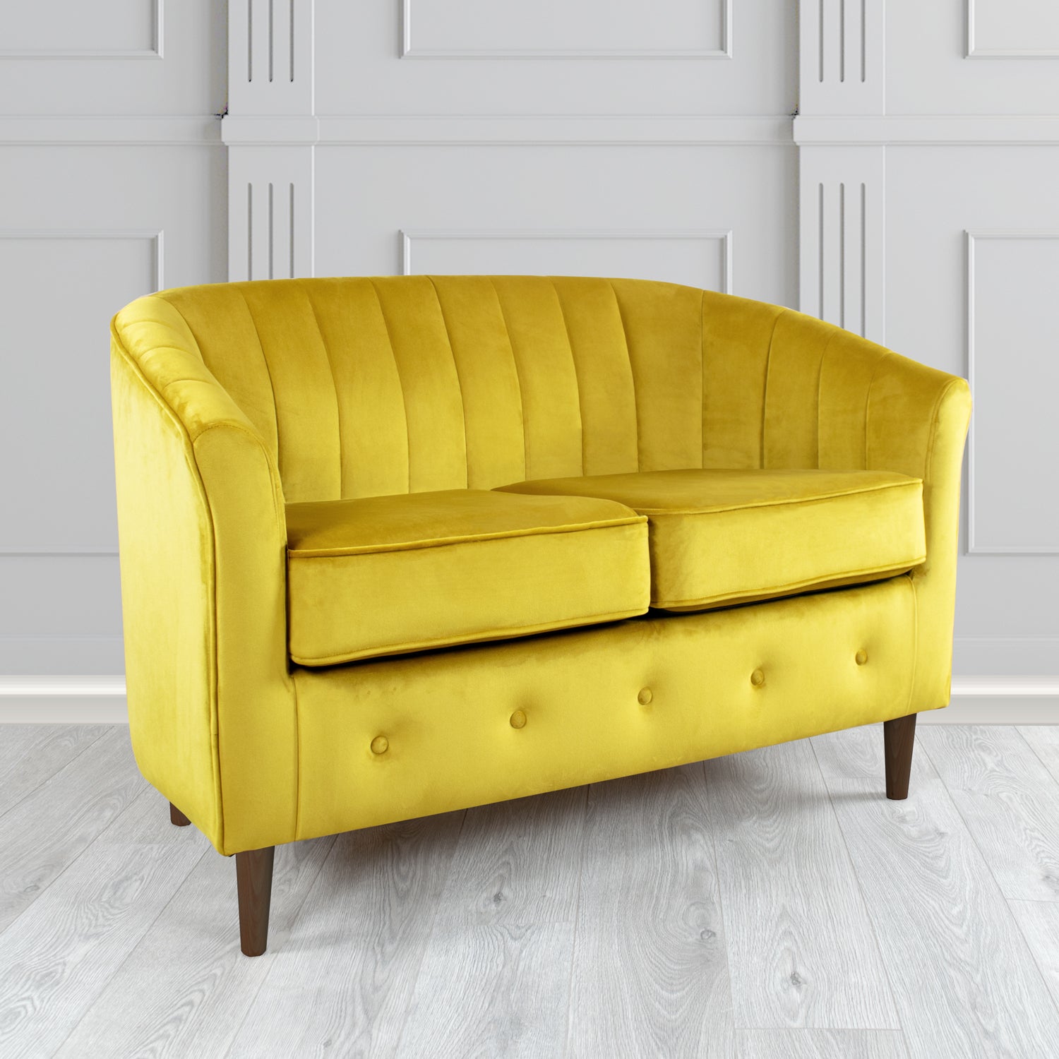 Doha 2 Seater Tub Sofa in Tubz Monaco Plain Velvet Fabric