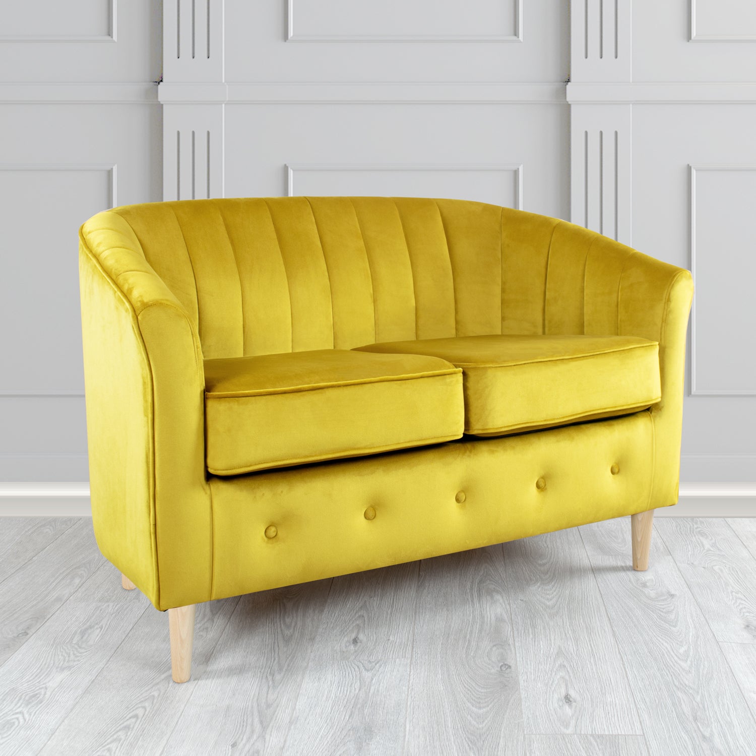 Doha 2 Seater Tub Sofa in Tubz Monaco Plain Velvet Fabric