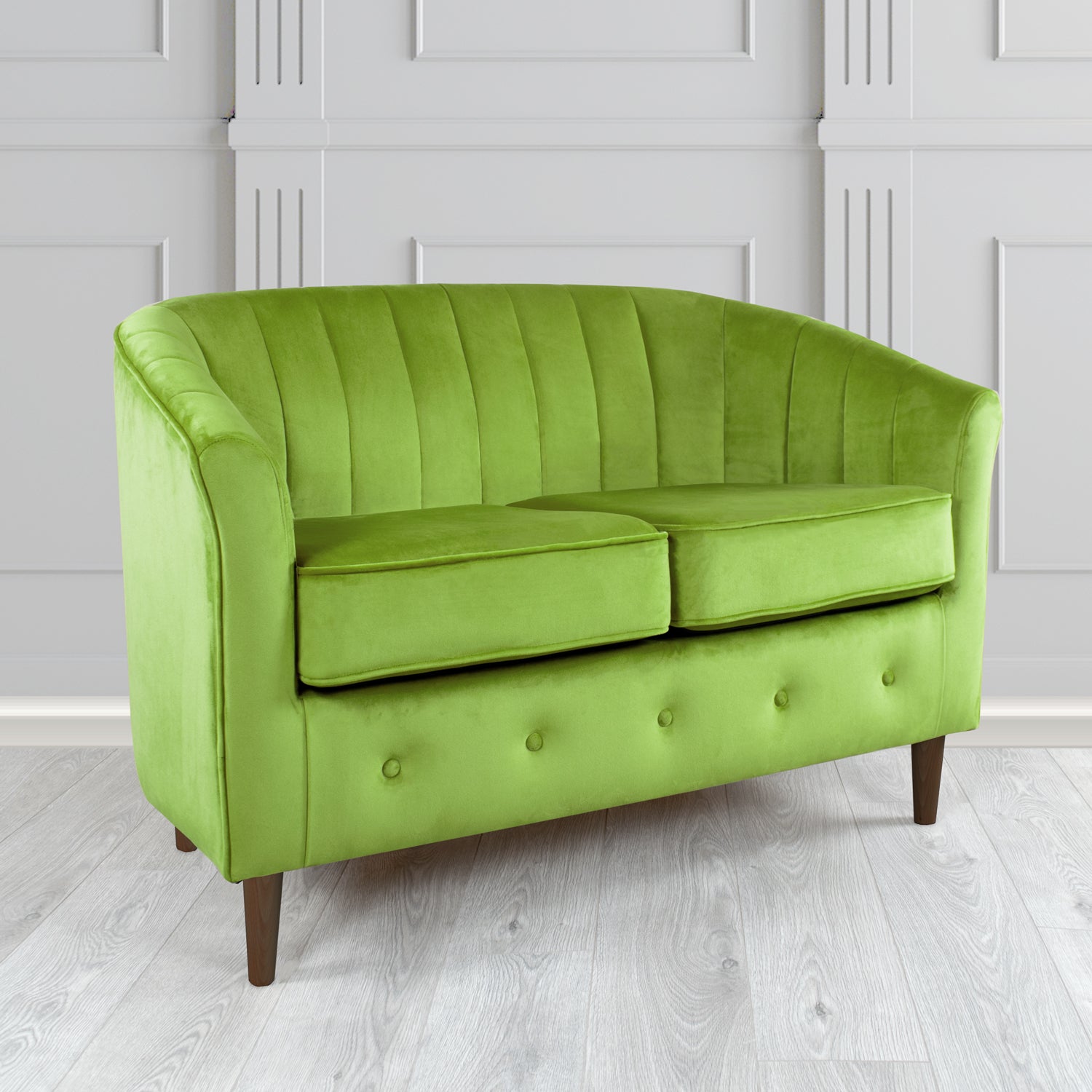 Doha 2 Seater Tub Sofa in Tubz Monaco Plain Velvet Fabric