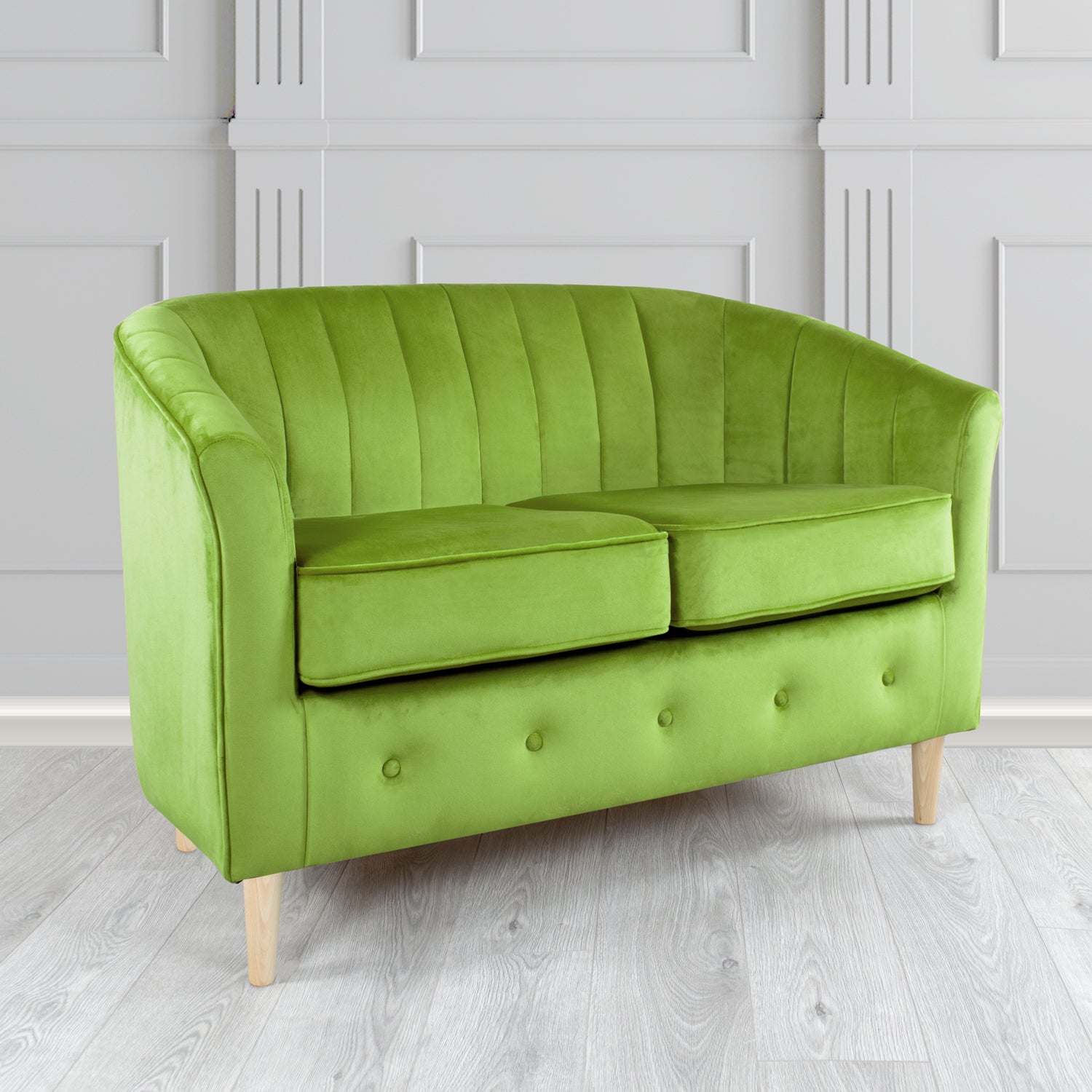 Doha 2 Seater Tub Sofa in Tubz Monaco Plain Velvet Fabric