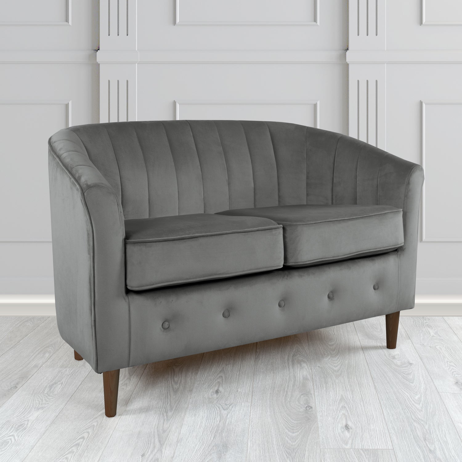 Doha 2 Seater Tub Sofa in Tubz Monaco Plain Velvet Fabric