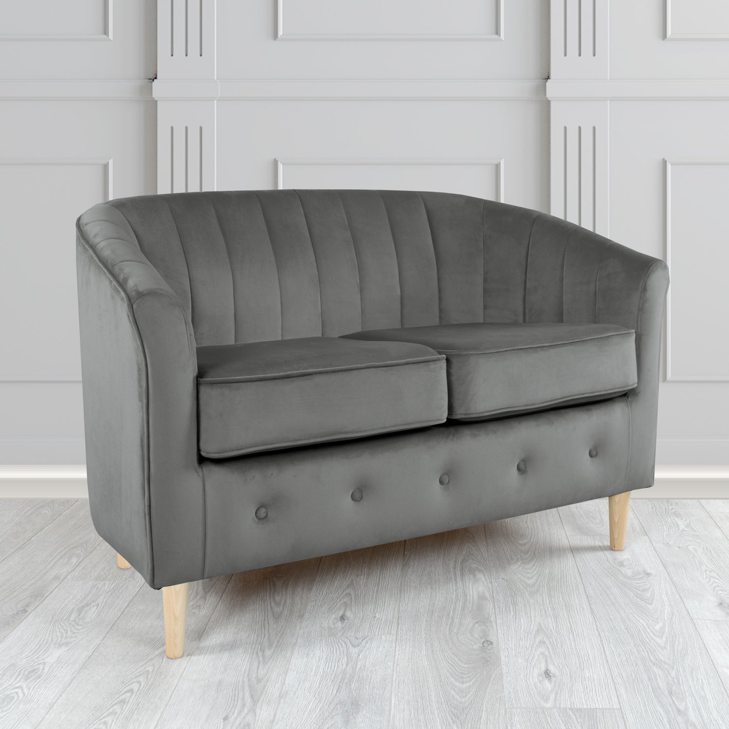Doha 2 Seater Tub Sofa in Tubz Monaco Plain Velvet Fabric