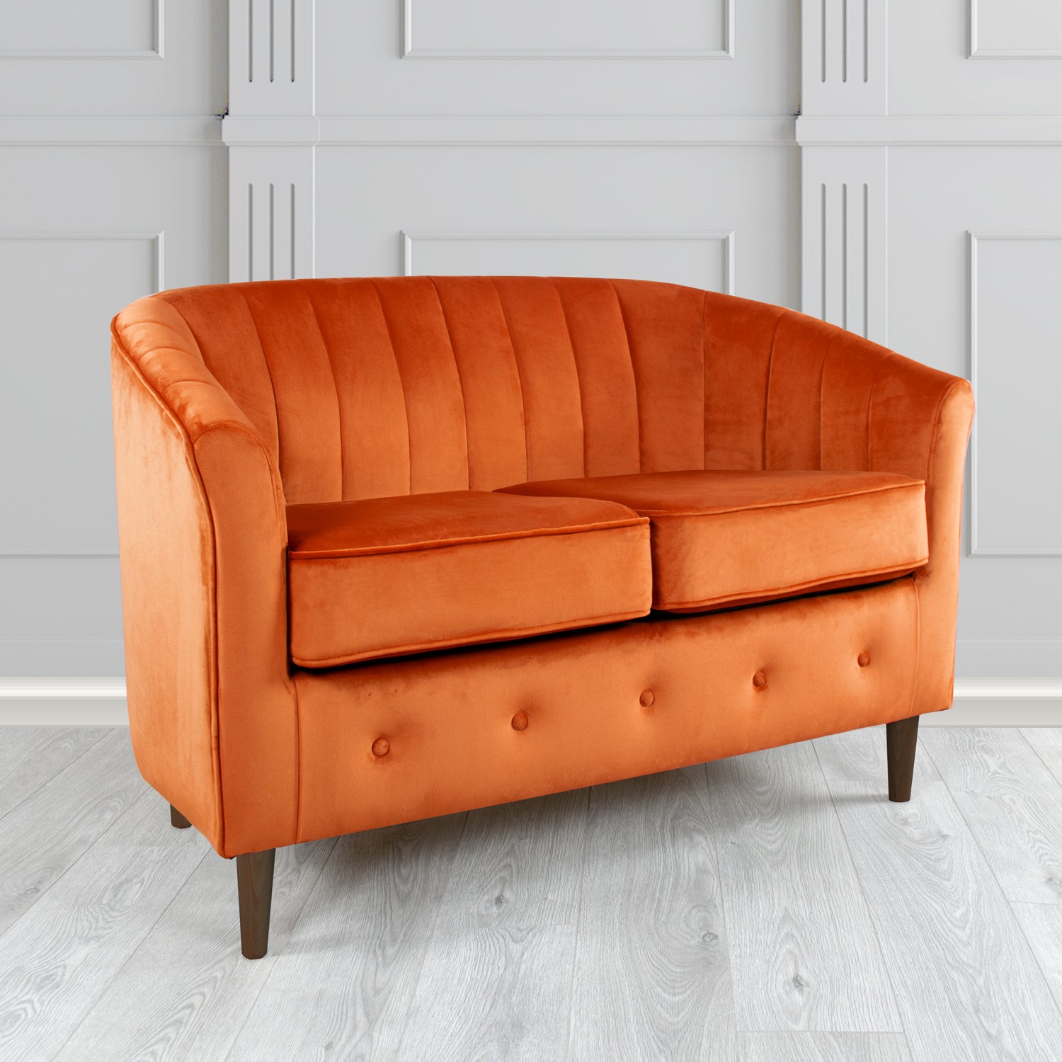 Doha 2 Seater Tub Sofa in Tubz Monaco Plain Velvet Fabric