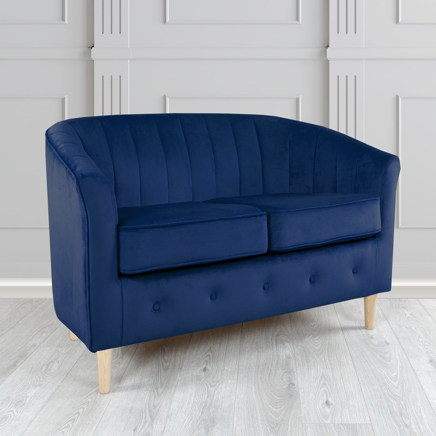 Doha 2 Seater Tub Sofa in Tubz Monaco Plain Velvet Fabric