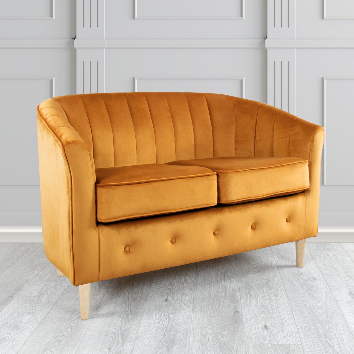 Doha 2 Seater Tub Sofa in Tubz Monaco Plain Velvet Fabric